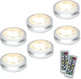 791334978218 STARXING Puck Lights Remote Battery Natural