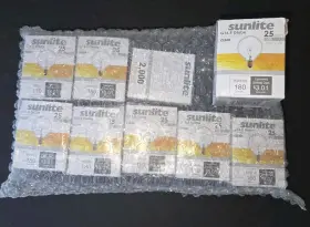 Sunlite 15g16.5/cl 25w 120v G16.5 Clear Globe Vanity Light Bulb - 180 Lumens 9 Pack New Sunlite 15g16.5/cl 25w 120v G16.5 Clear Globe Vanity Light Bulb - 180 Lumens 9 Pack New