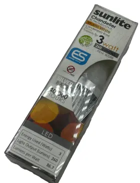 3CTW-3LED-27K-S SUNLITE Chandelier Light Lamp Bulb