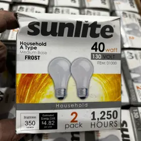 40A-FR SUNLITE Household Light Lamp Bulb Frost Base Pack