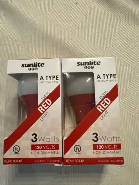 Sunlite 80148-su Led A Type Color Red 3w Light Bulb Medium E26 Base Lot 2 New