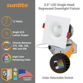 HD41903 SUNLITE Canless Recessed Recess Light Square Led #3
