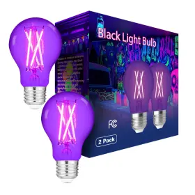 Sunmerit Sq-blkbulb-a19-2 Filament Led A19 Black Light Bulbs 6w 60w Equivalent E26 Uva 390-400nm 2pack