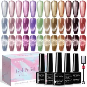 B0C4T2F7MH SUPWEE Moonlight Cat Magnetic Gel Nail Polish Kit
