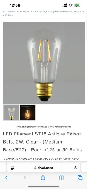639767561617 SV Led Filament Edison Bulb Dimmable Pack