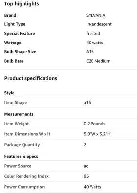 10181 SYLVANIA Lighting Incandesent Bulb Base #2