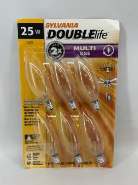 25B10C-DL-BL-6PK SYLVANIA Double Pack Chandelier Light Bulbs