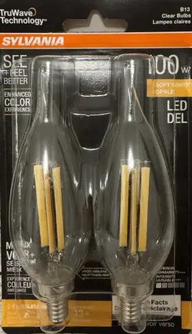 41325 SYLVANIA Truwave Flame Tip Led Bulbs Candelabra Base