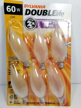 60B10C-DL-F-BL-6 SYLVANIA Double Pack Chandelier Light Bulbs
