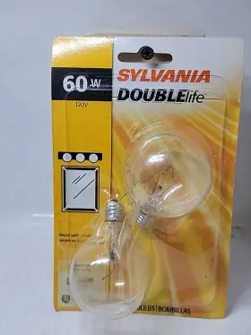 Sylvania 60g16.5/bl Double Life 60w G16.5 E26 Std Base 120v Clear Vanity Wax Melt Bulbs