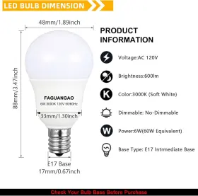 SZ-E17-6WW-4 SZBRIGHT Faguangao Intermediate Base Led Bulbs #2