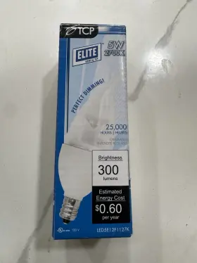 LED5E12F1127K LED Dimmable Bulbs Candelabra Base