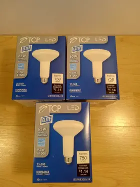 Tcp Led9br30d41k 3 Bulbs- 9.5 W 120v 4100k 750l Br30 Led Dimmable