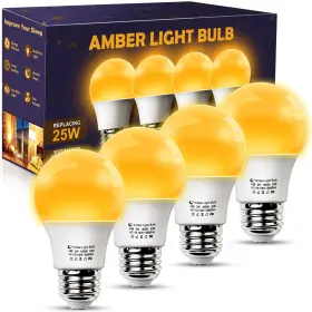 Toszmok Alba153w-4p-pn Amber Sleep Light Bulbs Blue Blocking A15 3w 25 Watt Equivalent Dim