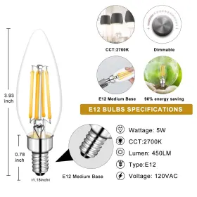 734931780181 TRUESTORY Led Candelabra Light Bulb Base #2