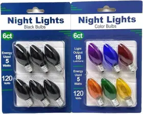 Truforge 301638155859 Black And Assort Colors Night Lights Bulbs 12pc
