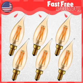 742354350997 UNBRNADED Led Bulb Candelabra Dimmable Amber Tip