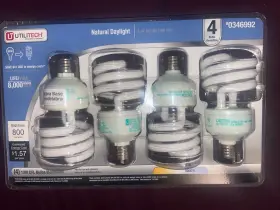 LBP13T2C4 UTILITECH Cfl Bulbs Candelabra Base Natural Pack