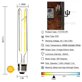 739515020455 VCTC LIGHTING Dimmable Led Tubular Light Bulb #3