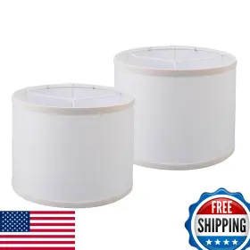 B0C6Y1XM88 WANKAIX Set Drum Lamp Shades Natural Linen Fabric