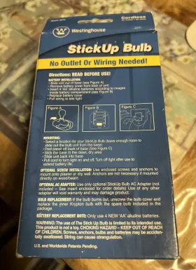 097298020919 WESTINGHOUSE Tv Closet Wall Stickup Bulb Light #3