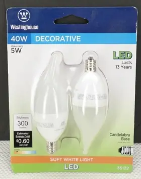 3512200 WESTINGHOUSE LIGHTING Candelabra Led Light Bulb Tf