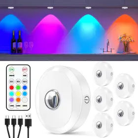 B0D2H4ZBJT WILLED Rechargeable Puck Lights Remote Multicolor
