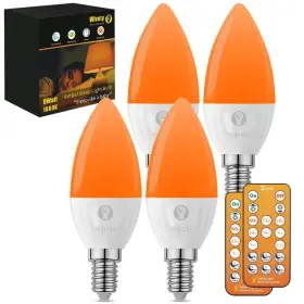 BR37 WIVETY Amber Sleep Light Bulbs Remote Control Candelabra