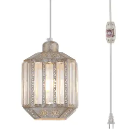 B0837456K9 YLONG-ZS Boho Lamp Plug Crystal Swag Pendant Light