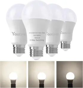 A19-3WAY-4K-4PK YOUTIME Light Bulbs Natural Led