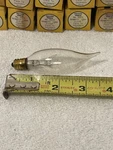 Abco Petite Pinch Flame Tip Light Bulb 03273 Candelabra 15 Watt Clear Lot Of 5. Fixed Price $9.95.