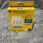 Ge Ultra Bright Led Light Bulbs, 100w, Soft White Candle Lights 3 Pack. Fixed Price $13.99.