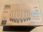 40-watt Equivalent B11 Non-dimmable Candle Cec Clear Glass Filament Led Vintage. Fixed Price $9.00.