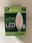 Greenlite Chandelier Bulbs Led Filament Style Dimmable 40w Equiv. One- 4 Pack. Fixed Price $12.00.