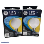 Lot Of 2 Ge Led 60 Watt Decorative Globe Frosted Lightbulbs 500 Lumens. Fixed Price $12.23.