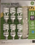 Ge 13-watt Energy Smart Fluorescent Light Bulbs 6 Pack 60 Watt Replacement New. Fixed Price $22.80.