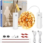 Wobane Dual Motion Sensor Under Bed Lights,rechargeable 16.4ft, Warm White. Fixed Price $41.98.