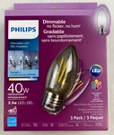 3 Philips 40-watt Clear B11 Blunt Tip Led Bulbs W/standard Base - Dimmable. Fixed Price $7.99.