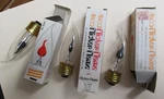Vtg (3) Abco 2-3 Watt Flicker Flame Reg. Base Bulbs 03657 Clear Tested. Fixed Price $22.50.