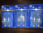 6 Ge 25w B Type Curved Tip Candelabra Base Light Bulbs. Fixed Price $19.95.