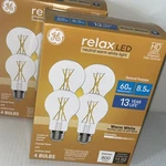 Lot Of 2 Ge Relax Led Warm White 60w Decrorative 800 Lumens Dimmable Clear/205d. Fixed Price $14.25.