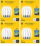 (12 Bulbs) Ge Ultra Bright Led Light Bulbs, 100w, Daylight Candle Lights,. Fixed Price $36.77.