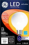 Ge 25048 G25 Led Globe Bulb, Frosted, Soft White, 4 Watts, 350 Lumens. Fixed Price $9.00.