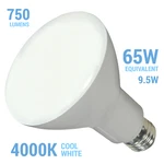Satco S9622 Led Bulb 9.5w =65w Br30 4000k Cool White 120v Medium E26 750 Lumens. Fixed Price $5.95.