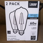 2-pack Feit Electric 60-watt Daylight St19 Dimable Led Bulbs 5000k Clear Glass. Fixed Price $11.99.