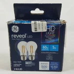 Ge Lighting Reveal Hd+ 60w Replacement Led Light Bulbs, 2-pack, Clear,. Fixed Price $14.95.