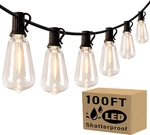 Sucolite 100ft Outdoor String Lights For Patio Waterproof Connectable St38 Led L. Fixed Price $54.64.