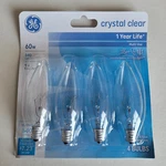 4 Ge 60w Decorative B Multi Use Candelabra Base Bulbs Crystal Clear 4pk Bulb. Fixed Price $15.99.