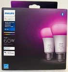Philips Hue White And Color, 2 Pack, A19, 60w Led Smart Bulb -free Shipping. Fixed Price $56.98.