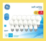 Ge Soft White A19 General Purpose 10-watt(60) Led Light Bulb, Dimmable, 12-pack. Fixed Price $17.28.